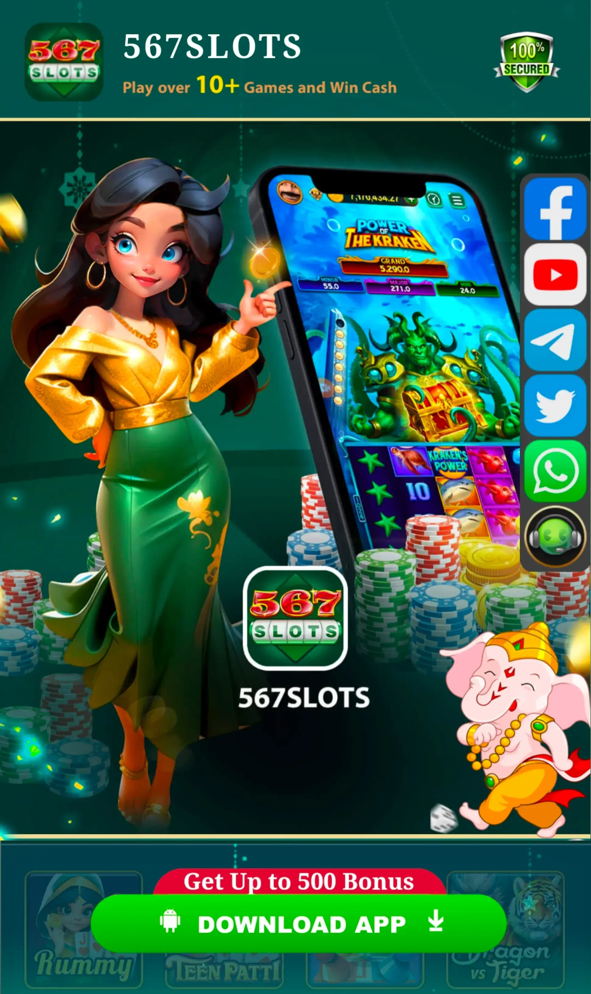 567 Slots APK download banner