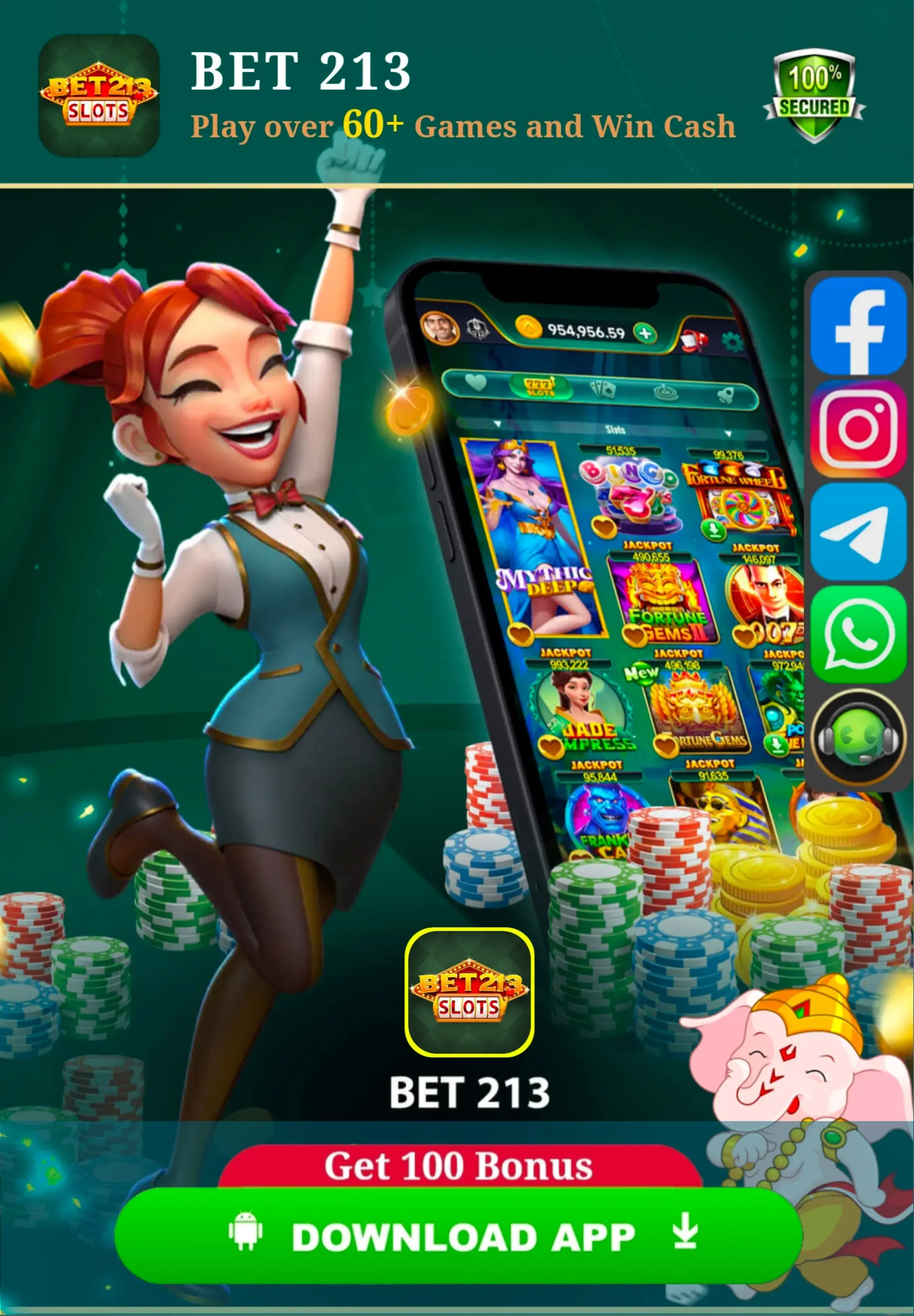 Bet 213 APK download banner